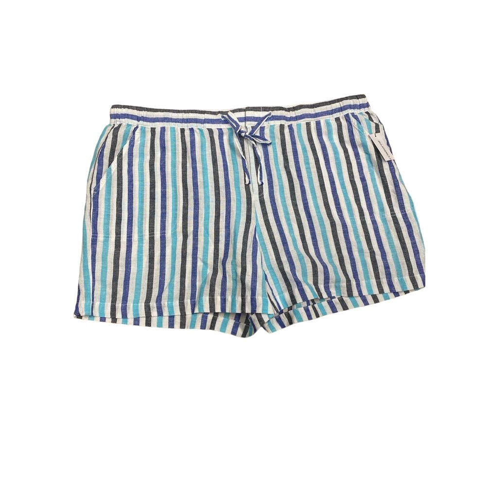 Liz Claiborne pull on mom short linen stripe XXL (b35)